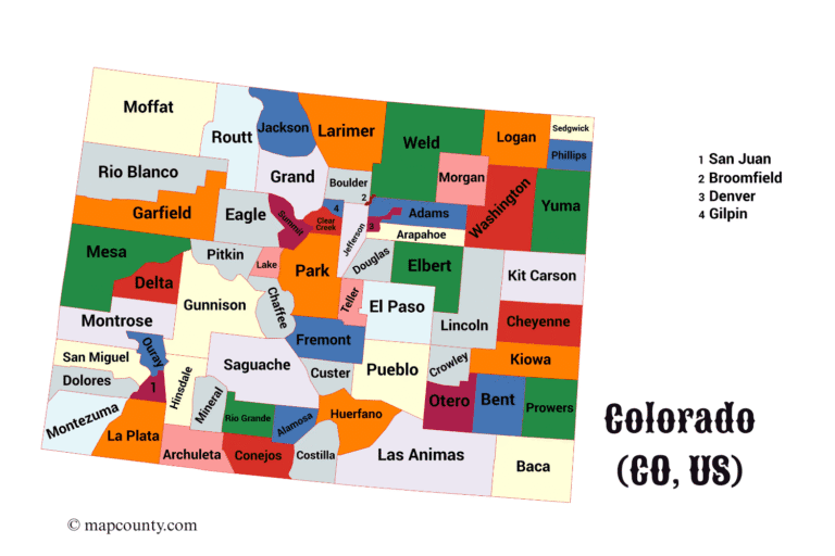 Colorado County Map with Cities and Towns [CO, US]
